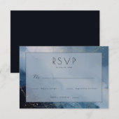 エレガントブルー水彩RSVP 出欠カード (正面/裏面)