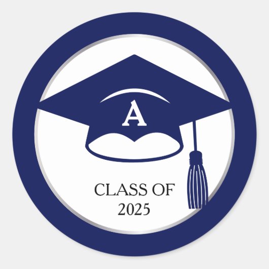 エレガントブルー カレッジ 卒業式 返送先住所 ラウンドシール (正面)