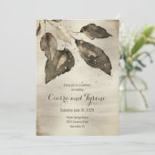 エレガントブロンズ&シャンパン金ゴールド五つ結婚葉 招待状 (スタンド正面)