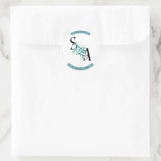 エレガントブーケ水カラーフローラ結婚シール ラウンドシール (バッグ)