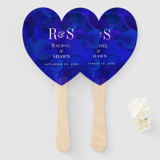 エレガントブ王室のルーシックモダンモノグラム結婚ズ ハンドファン (正面&裏面)