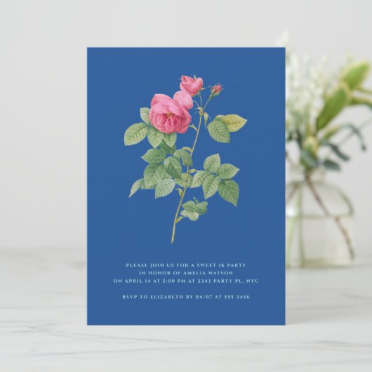 エレガントブ王室のルースイート16ヴィンテージフローラ 招待状 (スタンド正面)