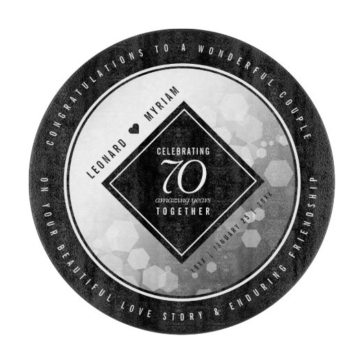 エレガントプラチ結婚ナ70周年 カッティングボード (正面)