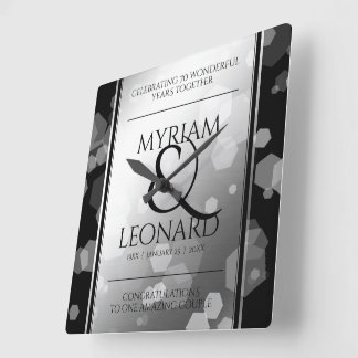 エレガントプラチ結婚ナ70周年 スクエア壁時計