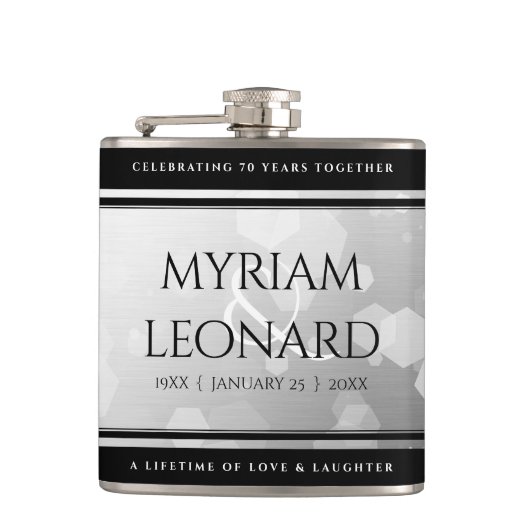 エレガントプラチ結婚ナ70周年 フラスク (正面)