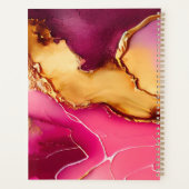 エレガントプランナーパーソナライズされたピンクと金ゴールド大理石 プランナー手帳 (裏面)