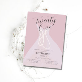 エレガントプリンセスドレスパールピンク21歳の誕生日 招待状