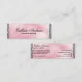 エレガントプリンセスピンクシルバーシルクグリッター縁ど スキニー名刺 (正面/裏面)