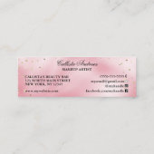 エレガントプリンセスピンク金ゴールドシルクグリッター紙吹雪 スキニー名刺 (裏面)