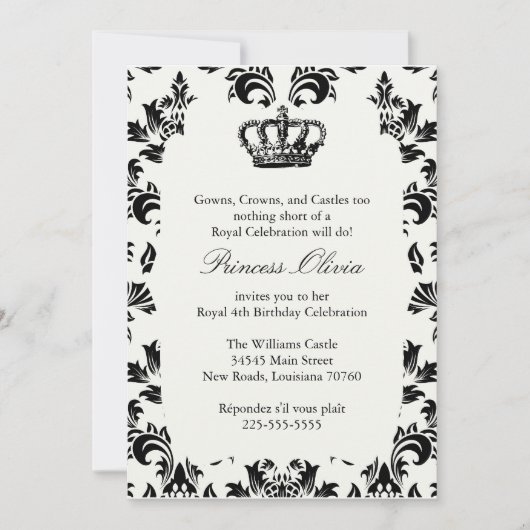 エレガントプリンセス誕生会 招待状 (正面)