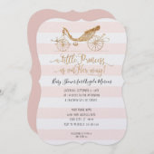エレガントプリンセス金ゴールドベビーガールシャワー 招待状 (正面/裏面)