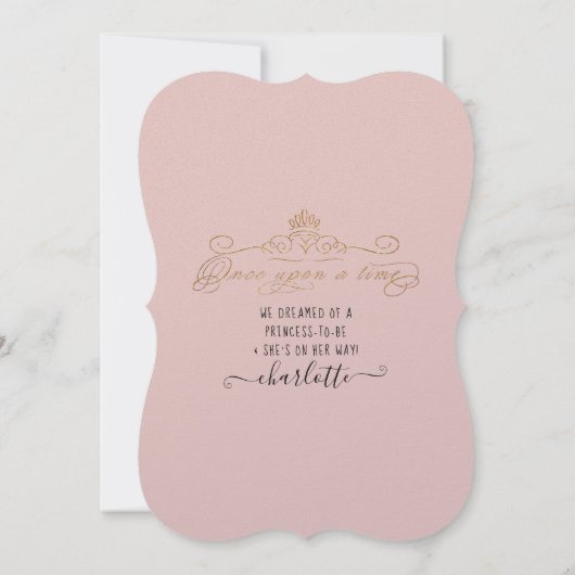 エレガントプリンセス金ゴールドベビーガールシャワー 招待状 (裏面)