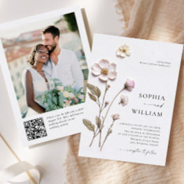 エレガントプリントプレスパステルボホフラワーズ結婚ーズ 招待状