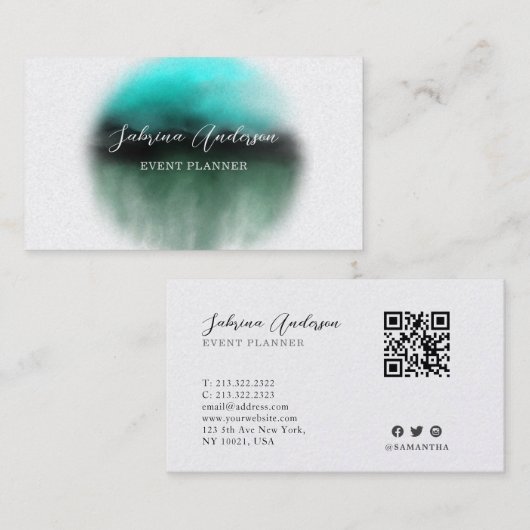 エレガントプレミアムパールブルーウォーター抽象芸術 名刺 (正面/裏面)