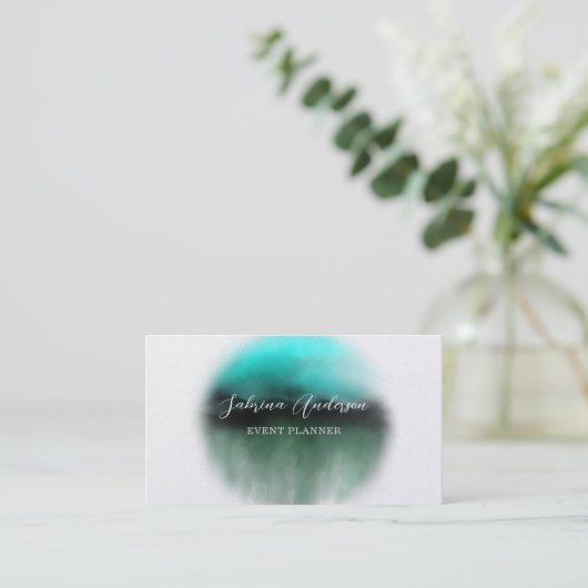 エレガントプレミアムパールブルーウォーター抽象芸術 名刺 (スタンド正面)