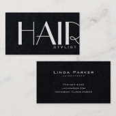 エレガントプレミアムブラック&ホワイトヘアスタイリスト 名刺 (正面/裏面)