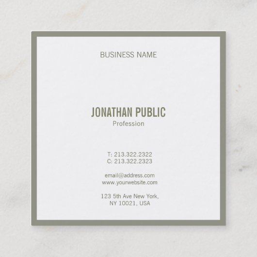エレガントプロフェッショナルお洒落テンプレートラグジュアリーモダン スクエア名刺 (裏面)