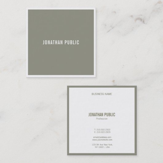 エレガントプロフェッショナルお洒落テンプレートラグジュアリーモダン スクエア名刺 (正面/裏面)