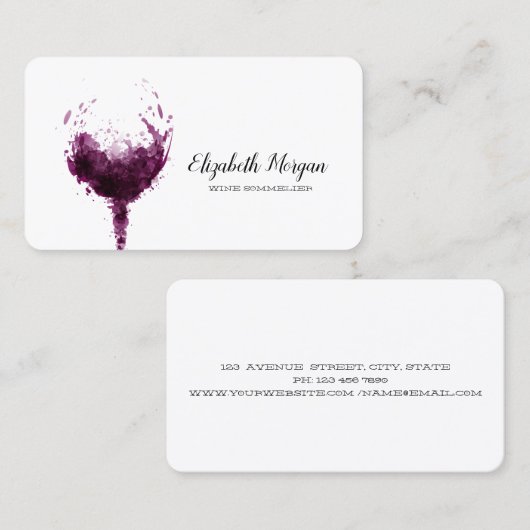 エレガントプロフェッショナルウォーター色ワイングラス 名刺 (正面/裏面)