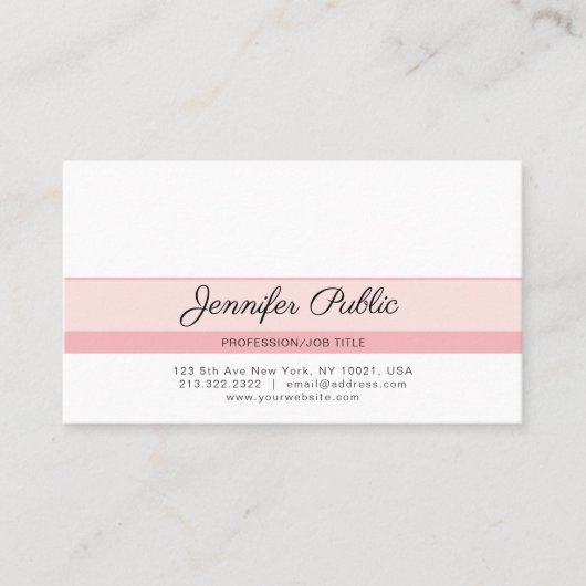 エレガントプロフェッショナルクリエイティブデザインピンクモダン色 名刺 (正面)