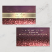 エレガントプロフェッショナルグリッター《写真》ぼけ味、金ゴールドストライプ 名刺 (正面/裏面)