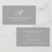 エレガントプロフェッショナルグレイとホワイトモノグラム 名刺 (正面/裏面)