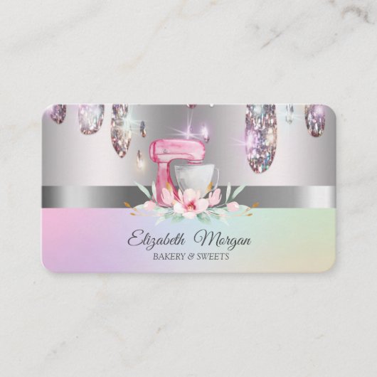 エレガントプロフェッショナルケーキミキサーフラワー、ドリップ 名刺 (正面)