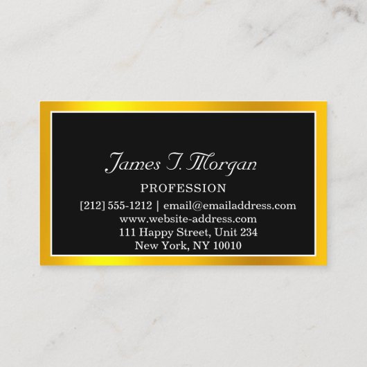 エレガントプロフェッショナルゴールデンフレームロゴ白黒 名刺 (裏面)