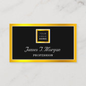 エレガントプロフェッショナルゴールデンフレームロゴ白黒 名刺 (正面)