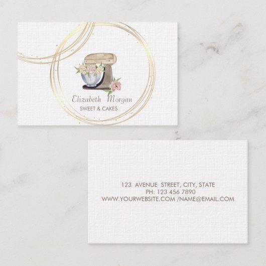 エレガントプロフェッショナルサークルレトロケーキミキサー 名刺 (正面/裏面)