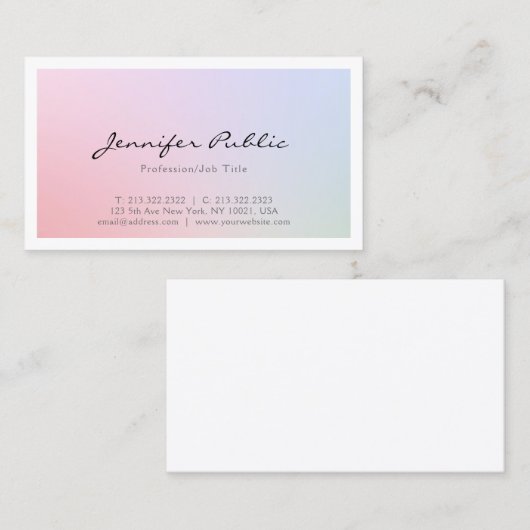 エレガントプロフェッショナルシモダンックプレーントレンディー 名刺 (正面/裏面)