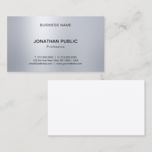 エレガントプロフェッショナルシルバールックラモダンイト 名刺 (正面/裏面)