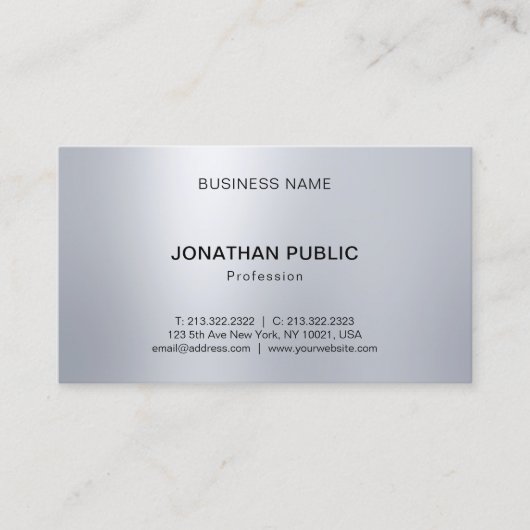 エレガントプロフェッショナルシルバールックラモダンイト 名刺 (正面)