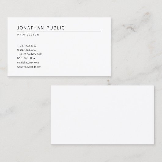 エレガントプロフェッショナルシンプルホワイトテンプレートモダン 名刺 (正面/裏面)