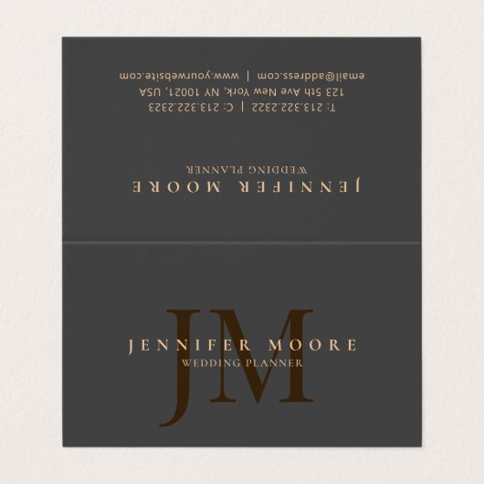 エレガントプロフェッショナルシンプルミニマリストグレー金ゴールド 名刺 (外部フラット)