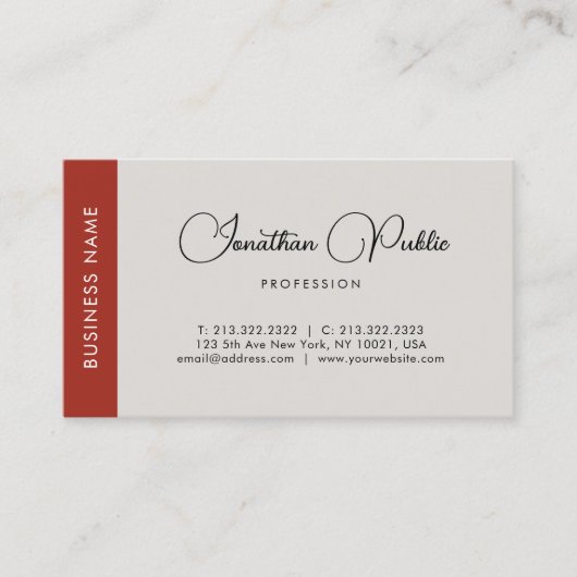 エレガントプロフェッショナルスクリプト名テンプレートモダン 名刺 (正面)