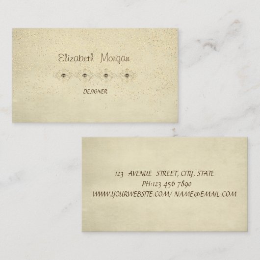 エレガントプロフェッショナルスタイリッシュヴィンテージ、紙吹雪 名刺 (正面/裏面)