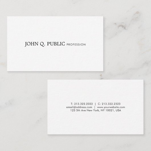 エレガントプロフェッショナルスムーモダンズデザインプレーン 名刺 (正面/裏面)