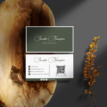 エレガントプロフェッショナルダークグリーンスクリプトQRコード