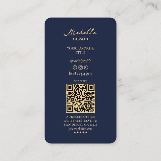 エレガントプロフェッショナルダークネイビーモノグラモダンム 名刺 (裏面)