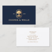 エレガントプロフェッショナルツリールーツロゴネイビー 名刺 (正面/裏面)