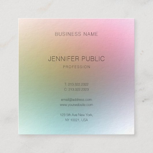 エレガントプロフェッショナルデザインモダンカラフル スクエア名刺 (裏面)