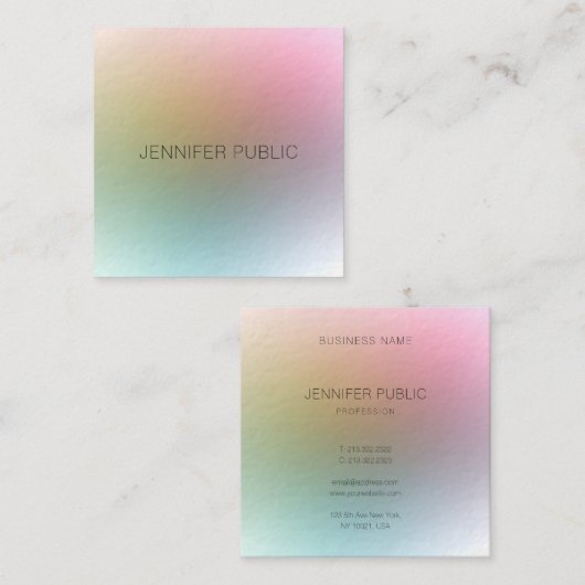 エレガントプロフェッショナルデザインモダンカラフル スクエア名刺 (正面/裏面)