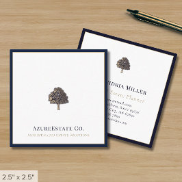 エレガントプロフェッショナルネイビーブルー縁ど スクエア名刺