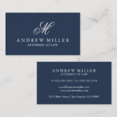 エレガントプロフェッショナルネイビーモノグラム 名刺 (正面/裏面)