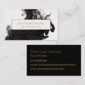 エレガントプロフェッショナルパーソナルブラックインク金ゴールド 名刺 (正面/裏面)