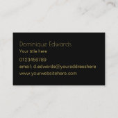 エレガントプロフェッショナルパーソナルブラックインク金ゴールド 名刺 (裏面)