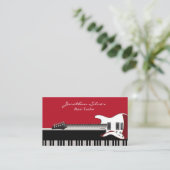 エレガントプロフェッショナルピアノ鍵&ギター音楽 名刺 (スタンド正面)