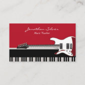 エレガントプロフェッショナルピアノ鍵&ギター音楽 名刺 (正面)