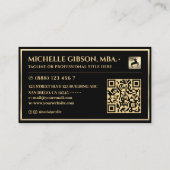 エレガントプロフェッショナルフェイク金ゴールドフレームブラックモダン 名刺 (裏面)